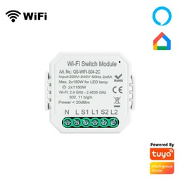 [M0L0-QS-WIFI-S04-2C] Micro módulo interruptor inteligente 2 líneas - WiFi, Smart Life powered by Tuya