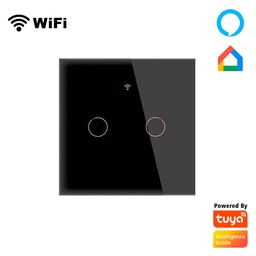 [M0L0-SW02WE-B] Interruptor iluminación inteligente 2 líneas negro - WiFi, Smart Life powered by Tuya